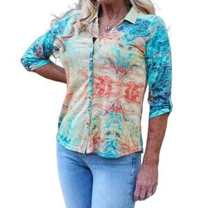 NEW NU-LOOK vibrant tie dye button-down shirt in multi color